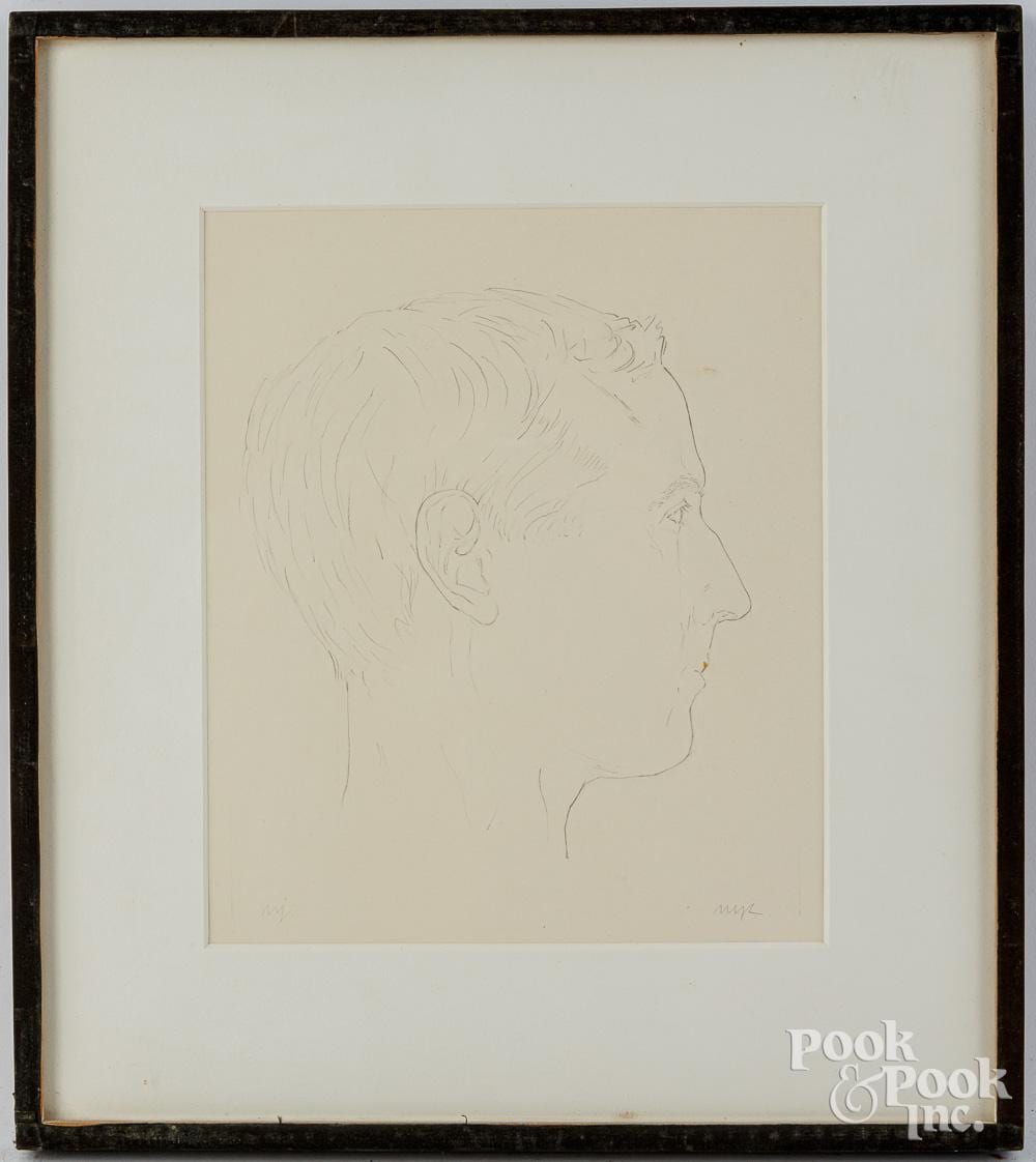 neil jenney graphite profile portrait · Pook & Pook Inc. · 2024-07-31 Neil Jenney comparable auction result: neil jenney graphite profile portrait