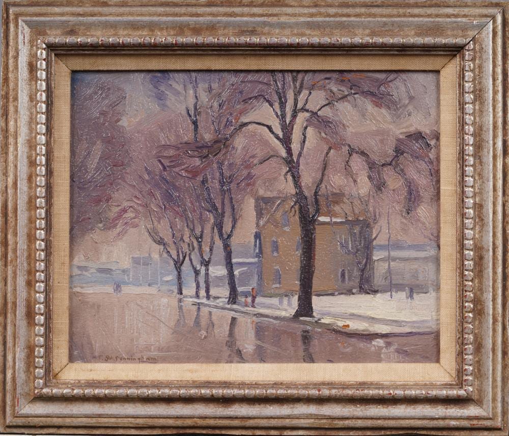 Theodore Saint-Amant Cunningham comparable auction result: theodore saint amant cunningham 1899 1976 antique american impressionist winter street painting