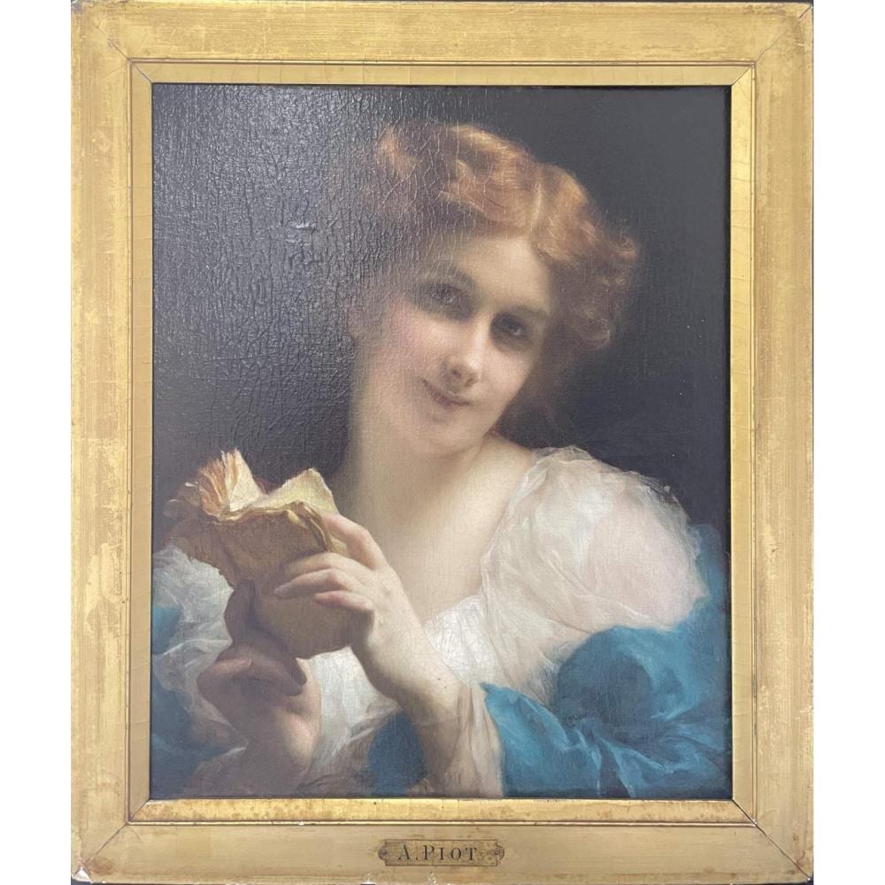 adolphe piot beauty with book oil on canvas · Antiques & Modern Auction Gallery · 2024-07-27 Adolphe Piot comparable auction result: adolphe piot beauty with book oil on canvas