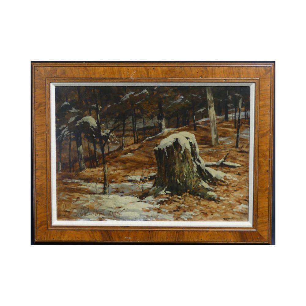 Marc Moon comparable auction result: marc moon snowy landscape oil painting on board