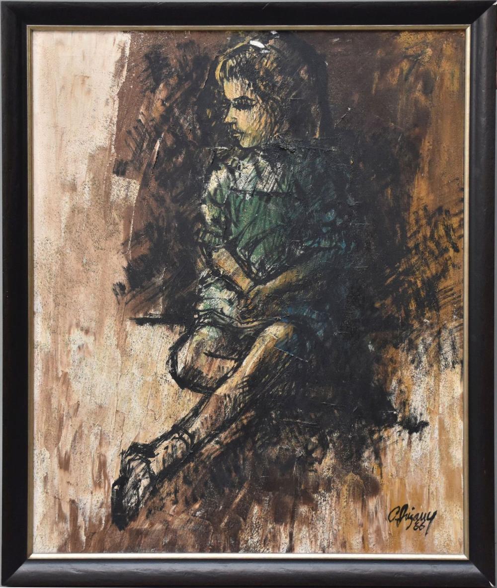 Carlos Irizarry comparable auction result: carlos irizarry puerto rican 1938 young girl seated oil on canvas signed lower right dated 66 30 x 24 canvas 33 x 26 3 4 overall