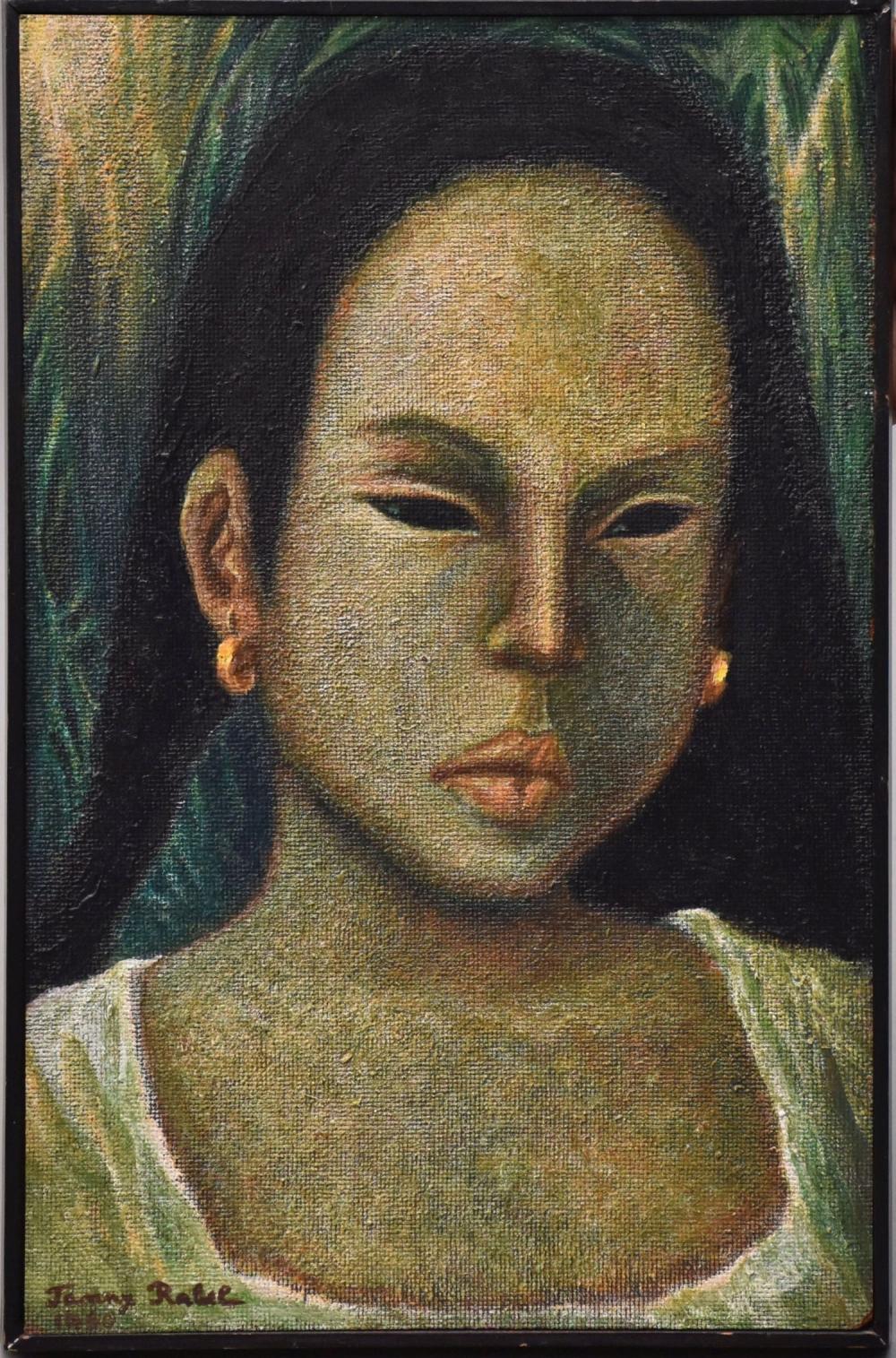 Fanny Rabel comparable auction result: fanny rabel poland 1922 oil on masonite nina de la silva portrait of young girl with golden earrings signed lower left dated 60 16 x 10 1 4 board