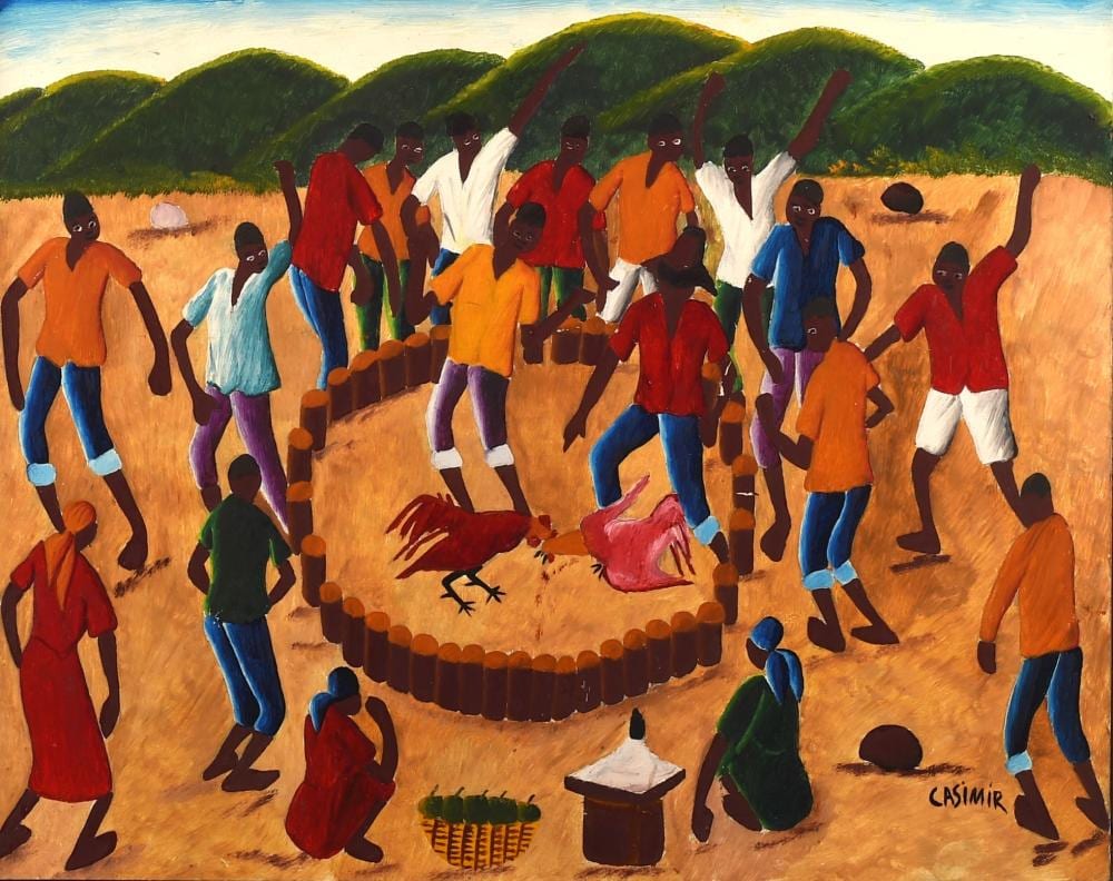 Laurent Casimir comparable auction result: casimir laurent haitian 1928 1990 cockfight oi