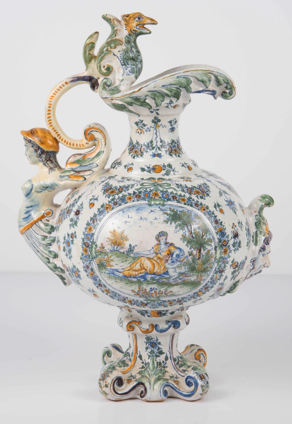 Antique Delft Pitcher - 18th Century ? sold by Direct Auction Galleries, Inc., lot 7 — auction record photograph