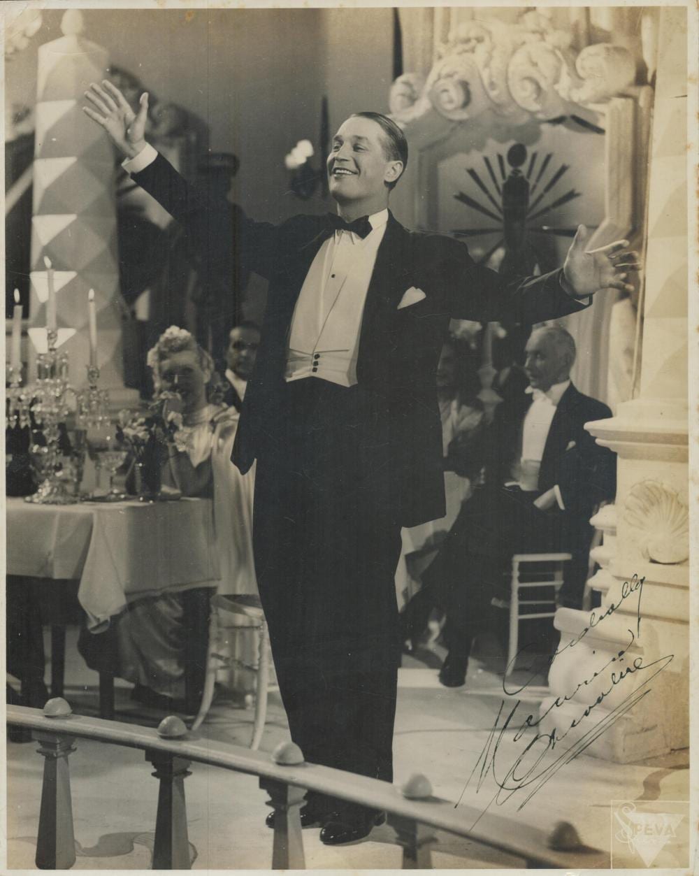 Maurice Chevalier comparable auction result: maurice chevalier signed 12x8inch black and white movie still good condition all autographs come