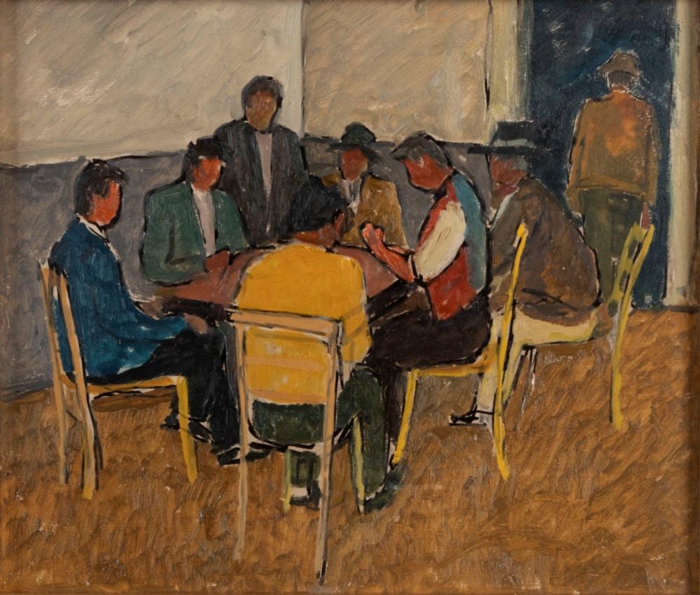 giuseppe malagodi cento 1890 roma 1968 giocatori di carte 1967 · Finarte · 2024-07-24 Giuseppe Malagodi comparable auction result: giuseppe malagodi cento 1890 roma 1968 giocatori di carte 1967