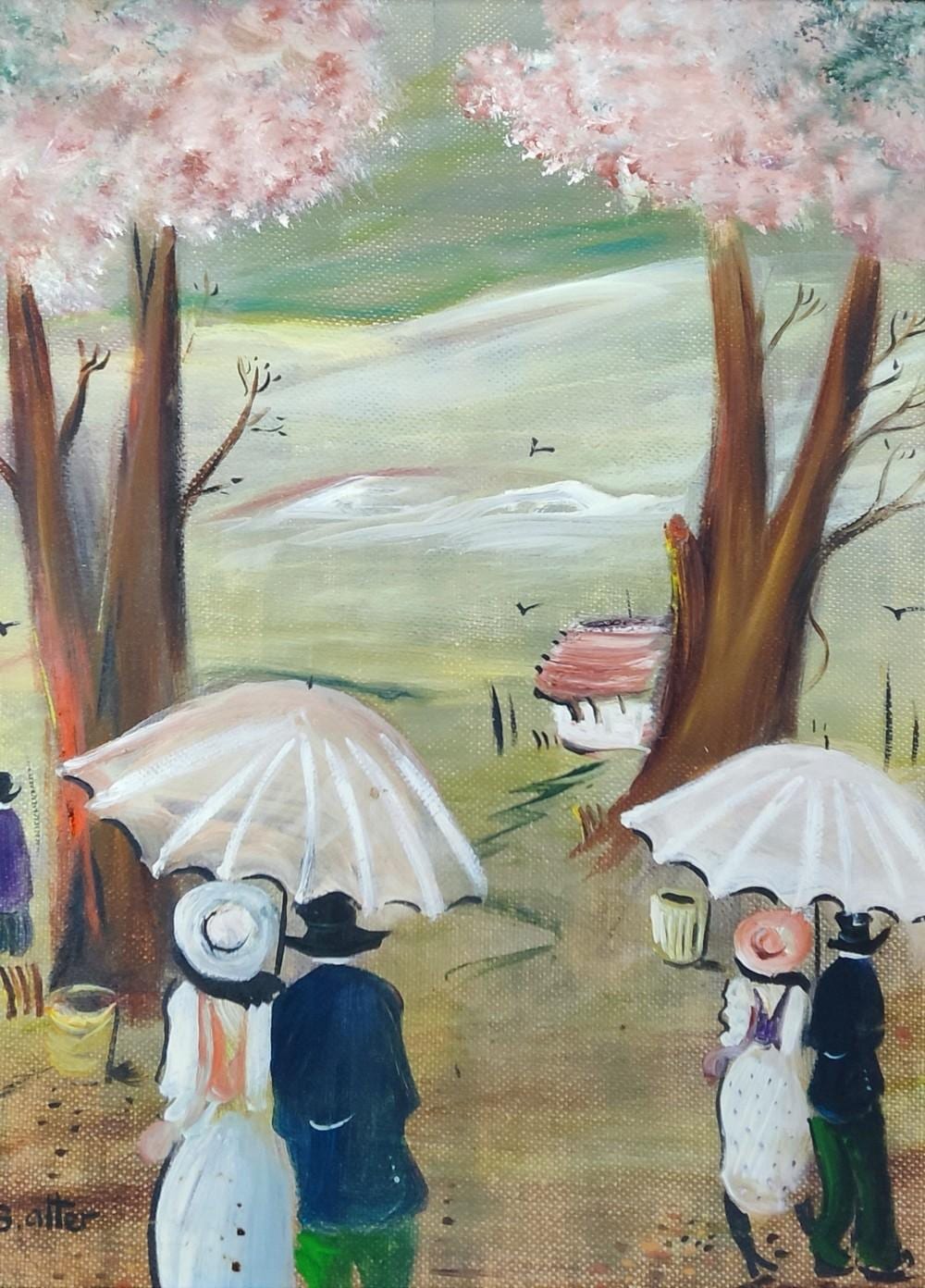 Shlomo Alter comparable auction result: shlomo alter 1936 2001 couples with umbrellas