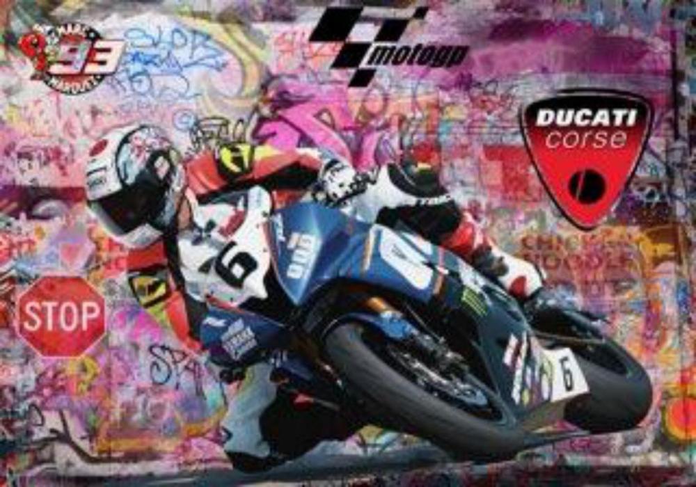 JOZZA comparable auction result: jozza original acrylic on 30 x 24 canvas ducati cross