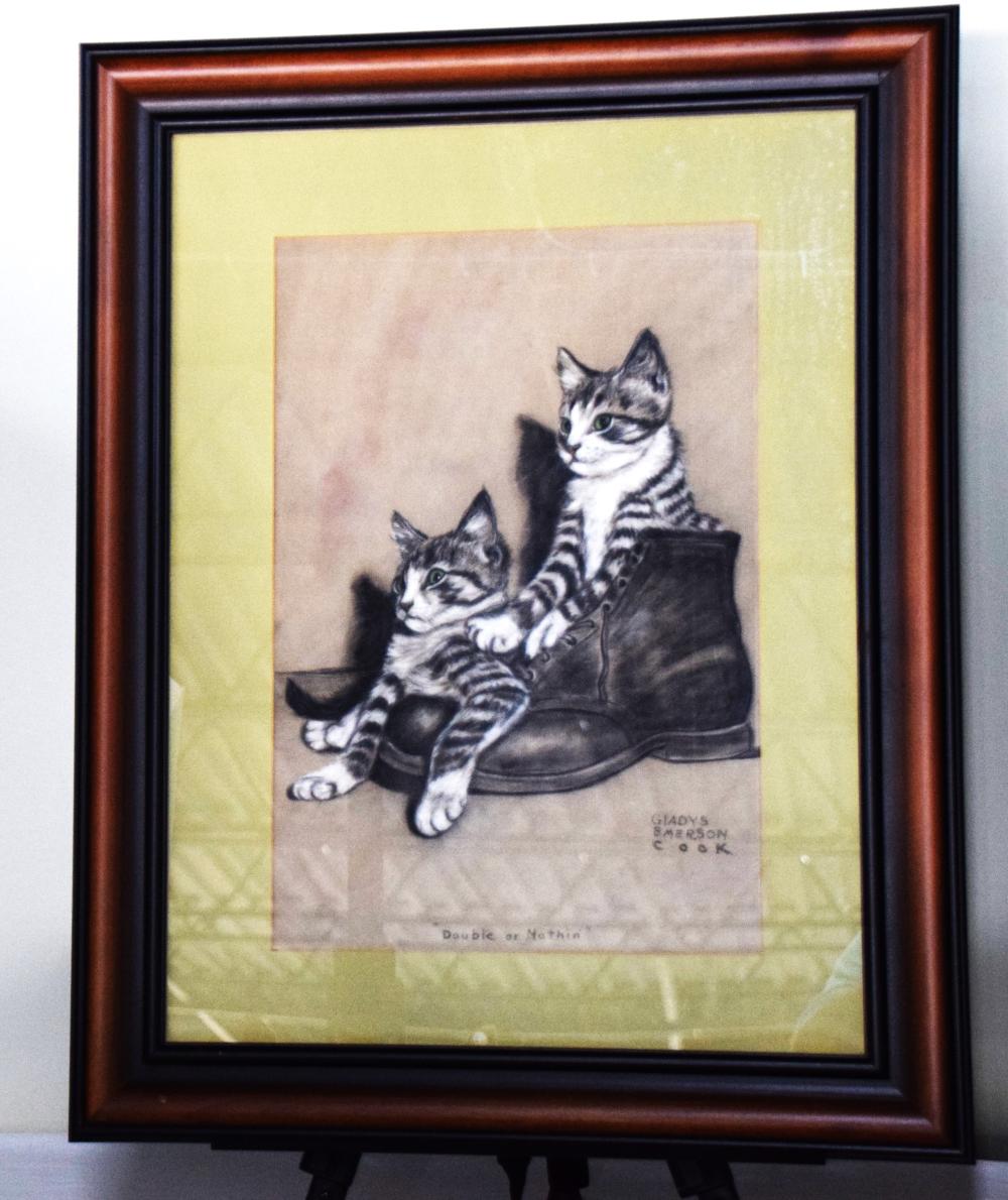 Gladys Emerson Cook comparable auction result: cat drawing by gladys emerson cook