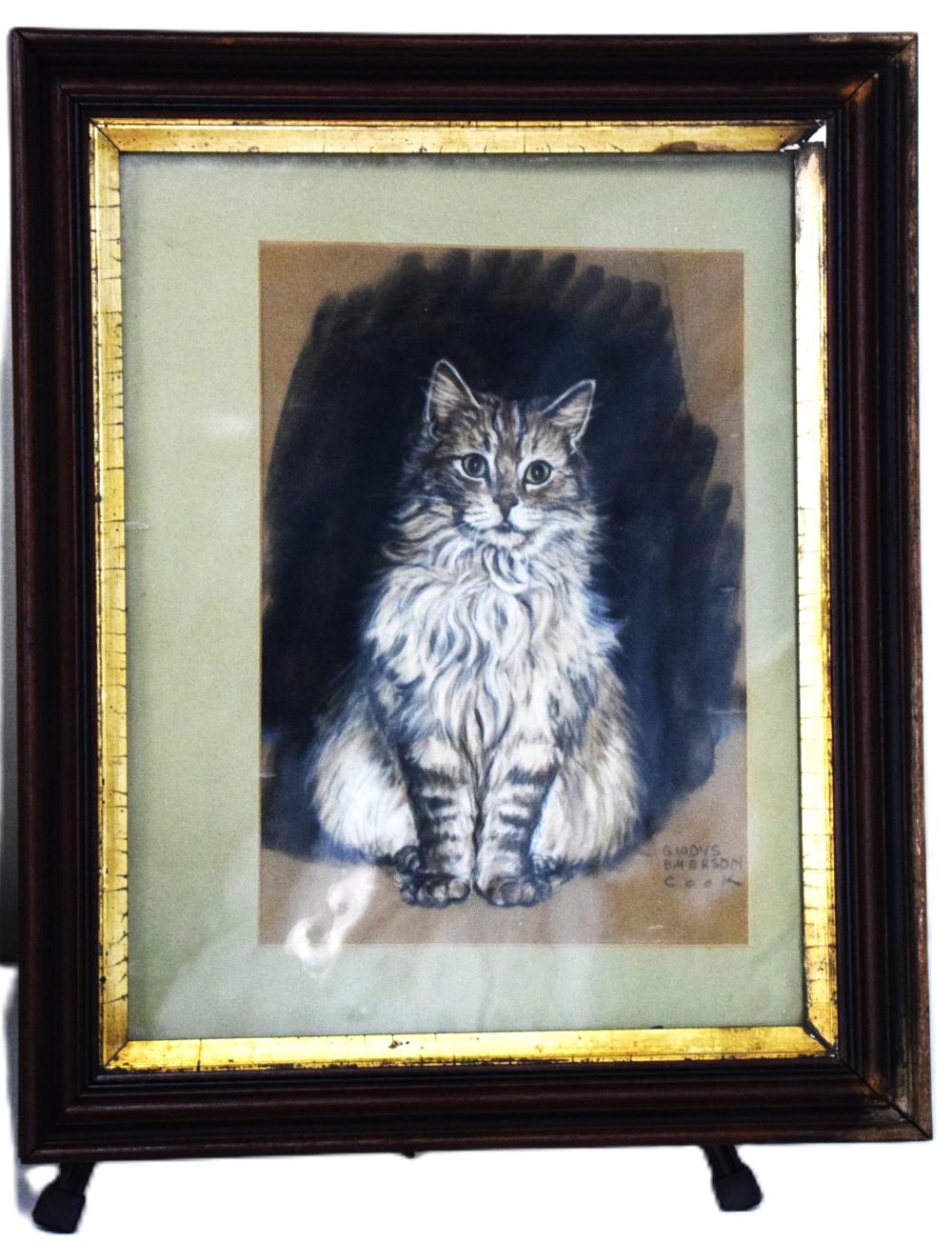 Gladys Emerson Cook comparable auction result: cat drawing by gladys emerson cook