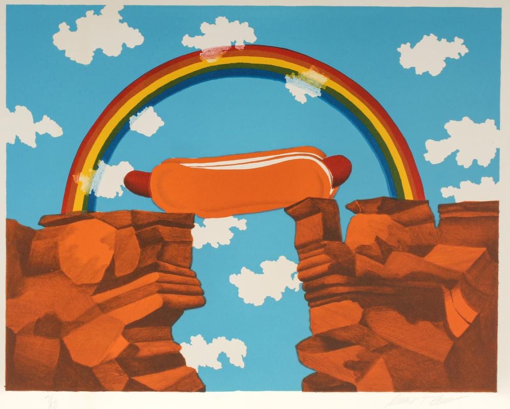 Russell T. Gordon comparable auction result: russell t gordon american 1936 2013 hot dog rainbow lithograph