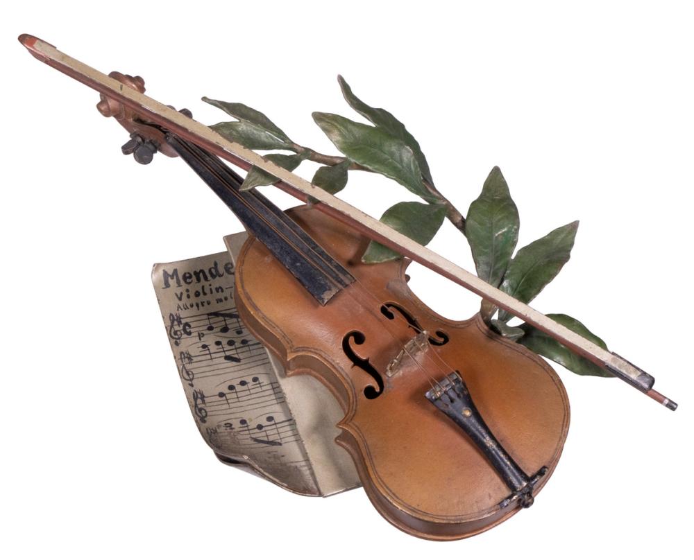 VIENNA COLD PAINTED BRONZE VIOLIN & SHEET MUSIC sold by Thomaston Place Auction Galleries, lot 1023 — auction record photograph