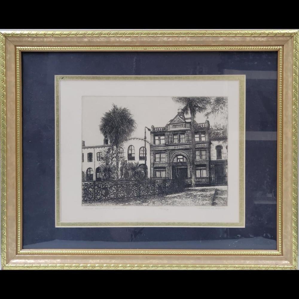 Leonard H. Mersky comparable auction result: leonard h mersky american 1917 1994 signed etching cotton exchange savannah 59 100