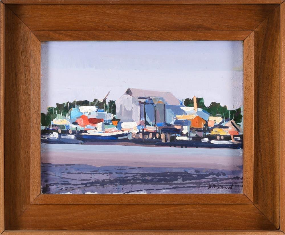 Alfred Cheney Chadbourn comparable auction result: alfred cheney chadbourn maine turkey 1921 1998 harbor light yarmouth maine oil on canvas 12 x 16 framed 18 x 22