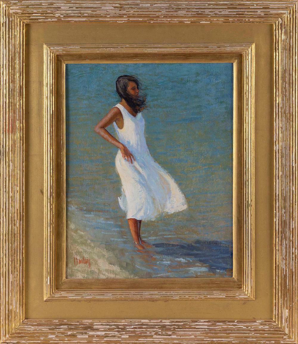 Tom Dunlay comparable auction result: thomas russell dunlay massachusetts 1951 at the jetties nantucket oil on canvas 18 x 14 framed 28 x 24