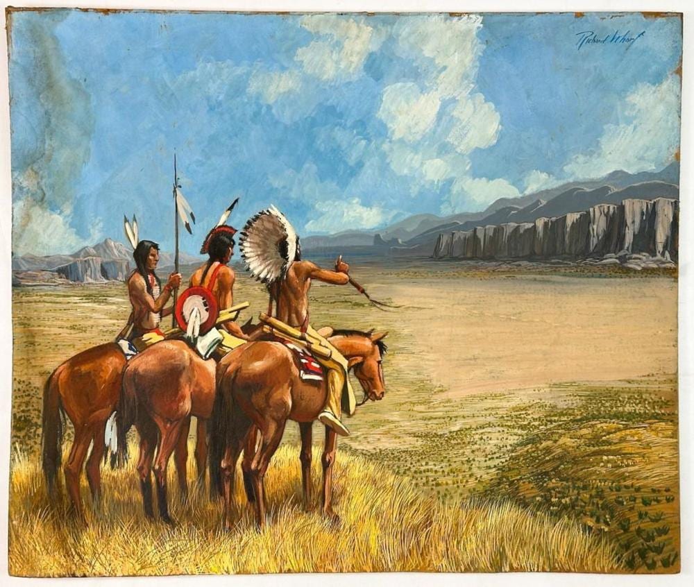 Richard Whorf comparable auction result: richard whorf 1906 1966 gouache on board native americans on horseback