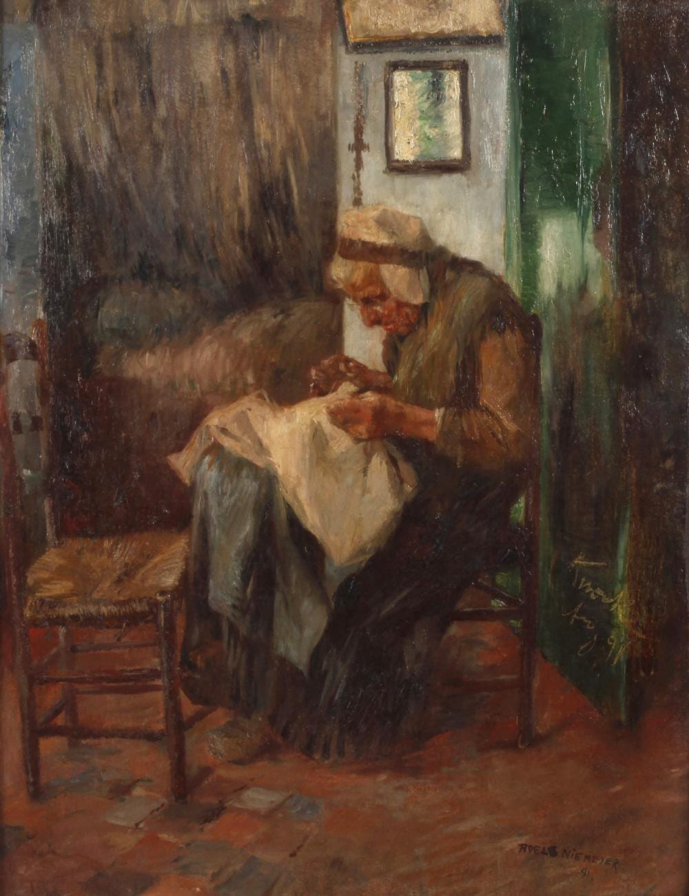 Adelbert Niemeyer comparable auction result: adelbert niemeyer frau in der stube