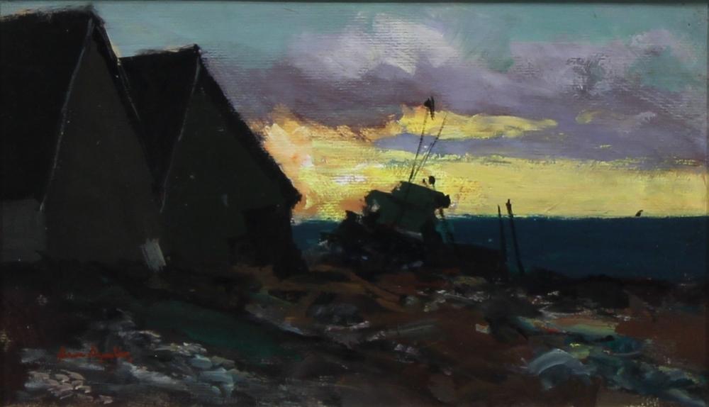 Arne Aspelin comparable auction result: arne aspelin 1911 1990 twilight tide signed oil on board 25cm x 42cm