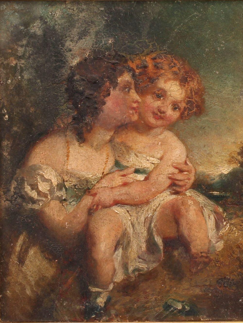 John Wood comparable auction result: john wood 1801 1870 the first born the sketch for the pictures unsigned name and title to verso oil on board gilt frame 13cm x 10cm