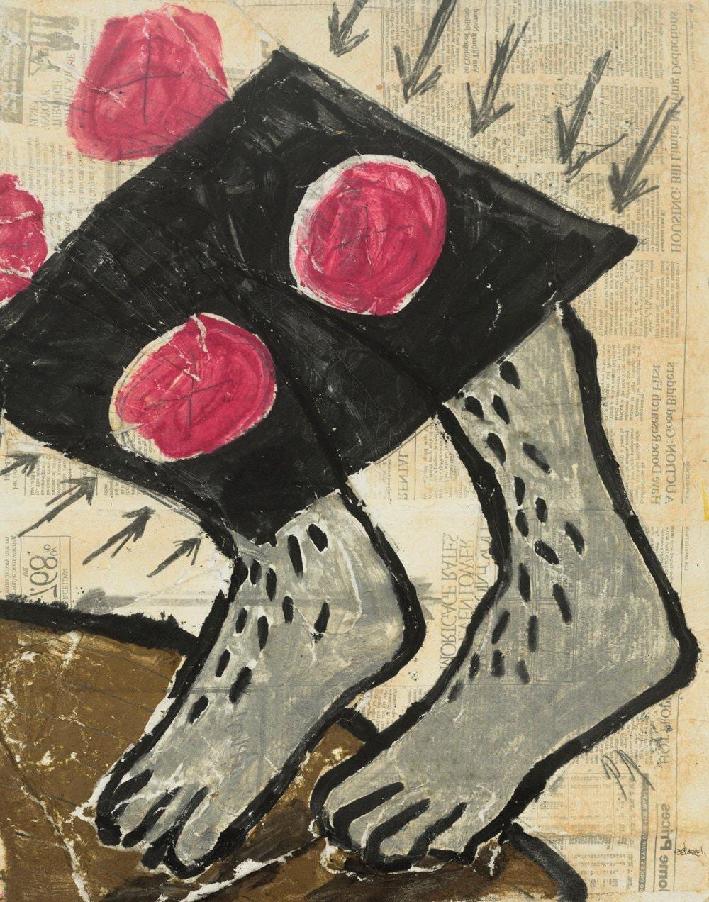 Andrés Nagel comparable auction result: andr s nagel san sebasti n 1947 foot mixed media on paper signed in the lower right corner
