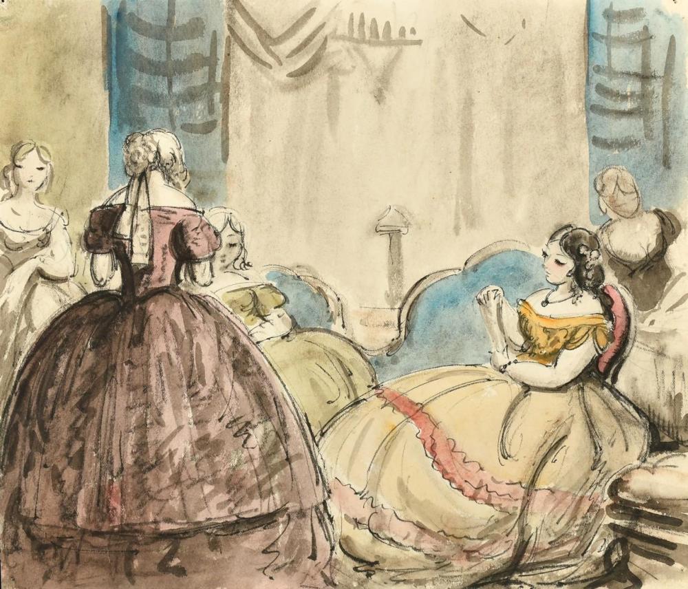 H. Hope Read comparable auction result: harold hope read 1881 1959 female figures in elegant dress in an interior watercolour 9 75 x 11 25 x 2