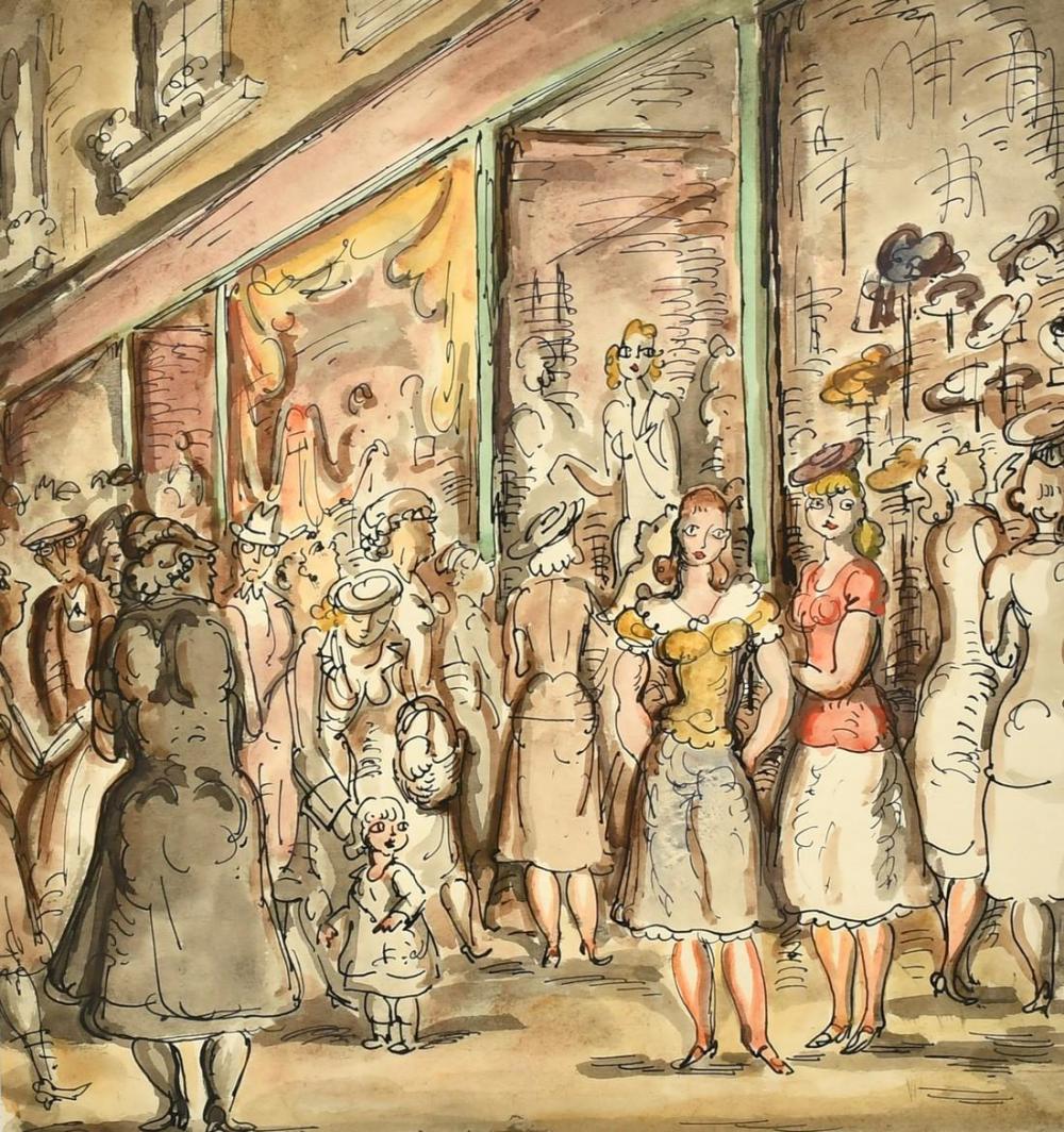 H. Hope Read comparable auction result: harold hope read 1881 1959 colourful female figures in a crowded city street watercolour 10 x 10 25 x