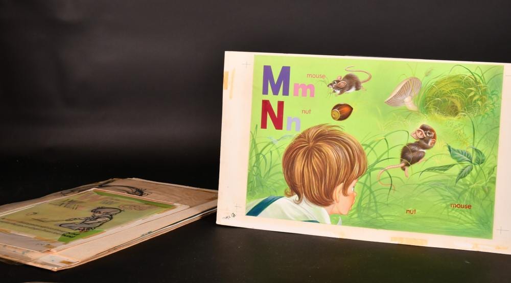 Eric Kincaid comparable auction result: eric kincaid 1931 2023 a group of illustrators from benji s abc watercolour and gouache each around 16