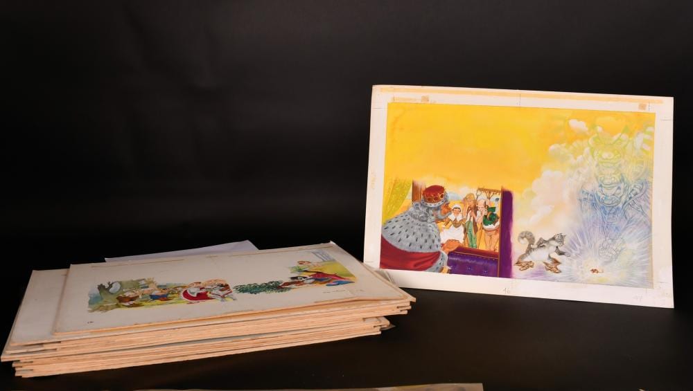Eric Kincaid comparable auction result: eric kincaid 1931 2023 a collection of illustrations from puss in boots and snow white watercolour and