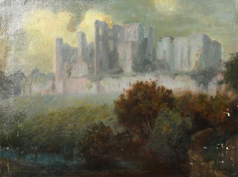 claude marks circa 1900 a castle ruins shrouded in mist oil on canvas signed 18 x 24 46 x 61cm unfr · John Nicholson's Fine Art Auctioneers & Valuers · 2024-08-06 Claude Marks comparable auction result: claude marks circa 1900 a castle ruins shrouded in mist oil on canvas signed 18 x 24 46 x 61cm unfr