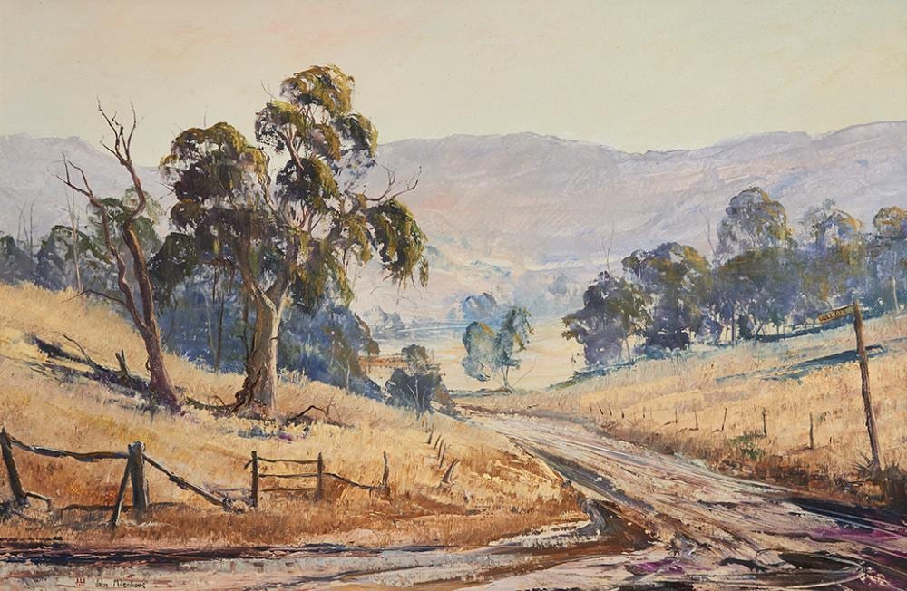 John Milenkovic comparable auction result: john milenkovic australian 1950 australian landscape oil on board 50cm x 78cm