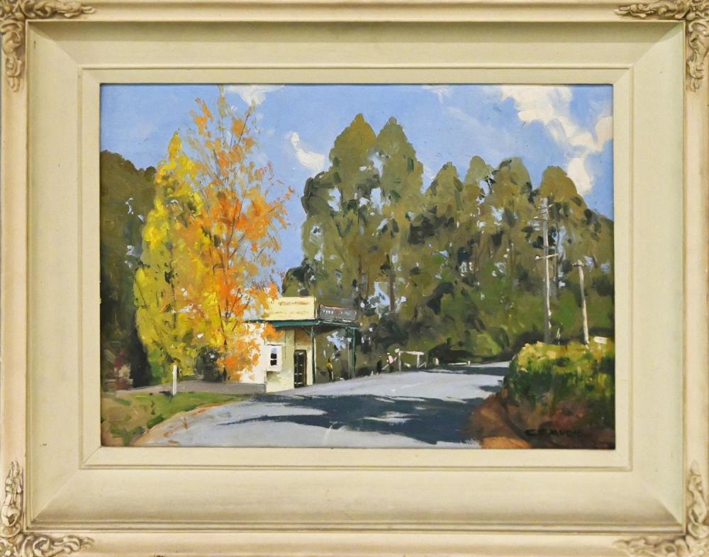 Charles F. Mudie comparable auction result: charles f mudie the little store mt dandenong oil on board signed lower right 31 x 44 5cm frame size 48 5 x 60cm