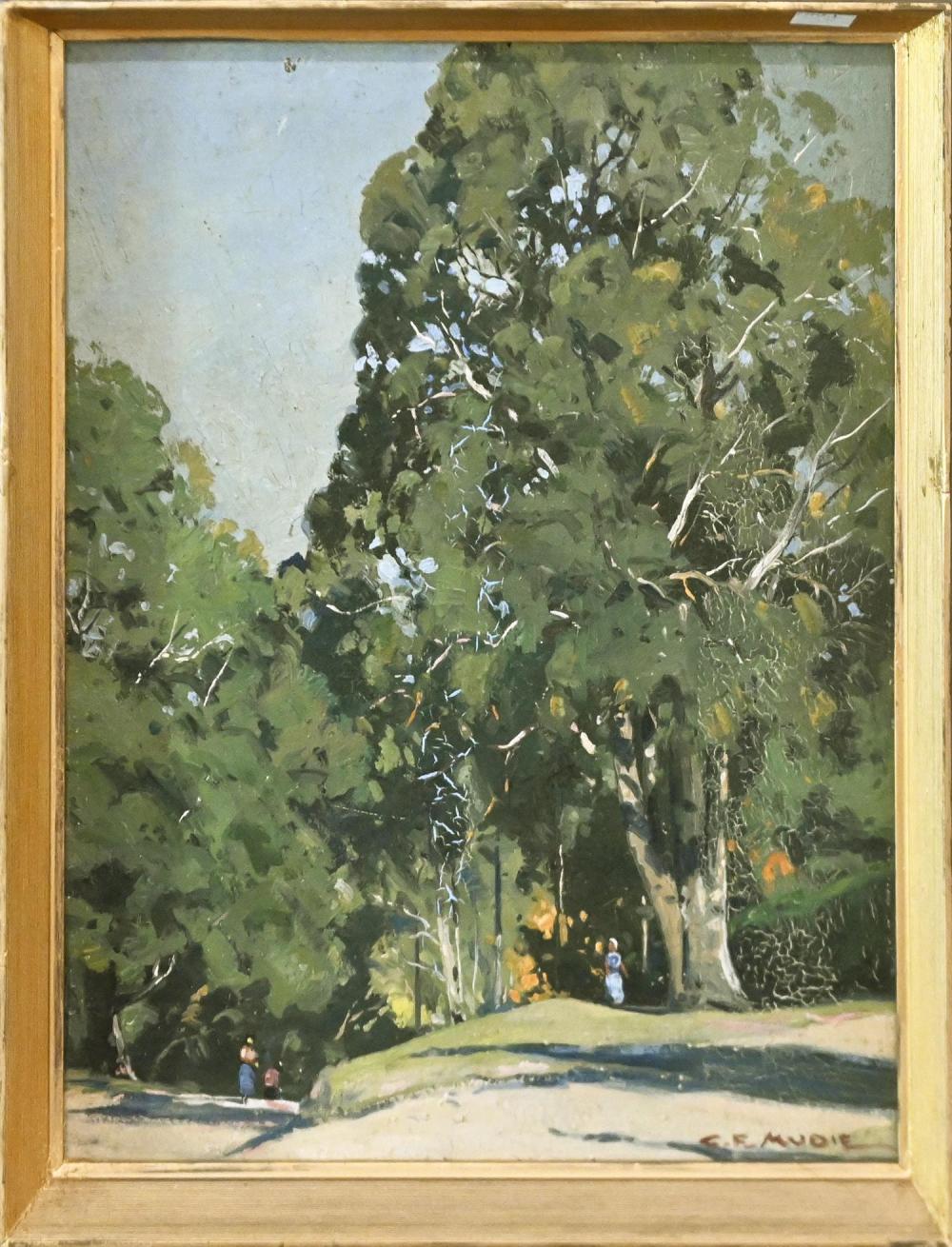 Charles F. Mudie comparable auction result: charles f mudie landscape oil on board signed lower right 43 x 31cm frame size 47 x 36cm