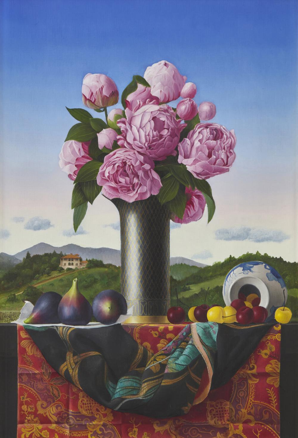 James Aponovich comparable auction result: james aponovich american b 1945 still life with japanese anemones 2001