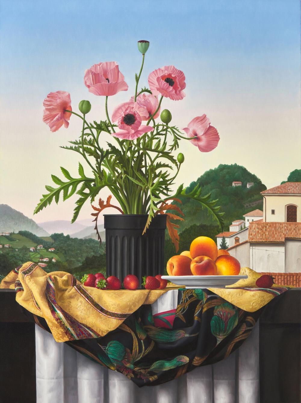 James Aponovich comparable auction result: james aponovich american b 1945 still life with helen elizabeth poppies 1999
