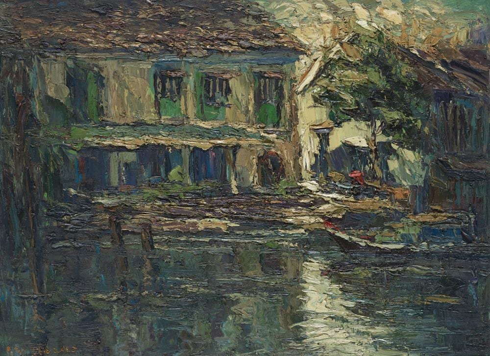 Peter Liew comparable auction result: peter liew b 1955 malacca heritage riverbank 2002