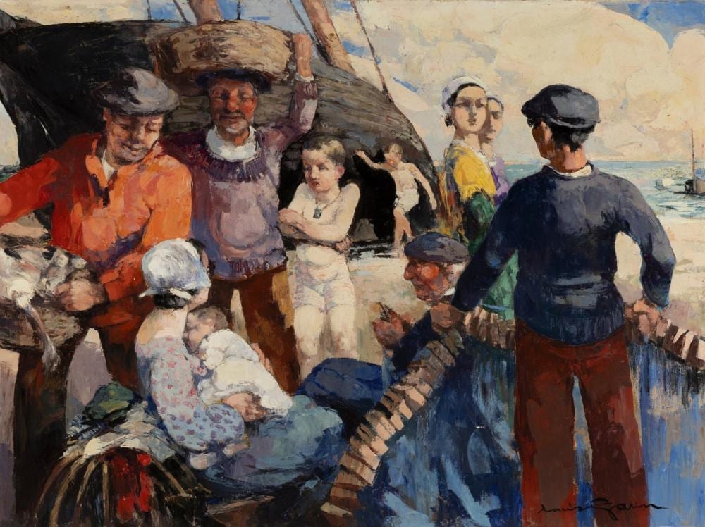 louis garin rennes 1888 val d iz 1959 the fishermen oil on canvas signed in the lower right corner · Setdart Auction House · 2024-09-12 Louis Garin comparable auction result: louis garin rennes 1888 val d iz 1959 the fishermen oil on canvas signed in the lower right corner