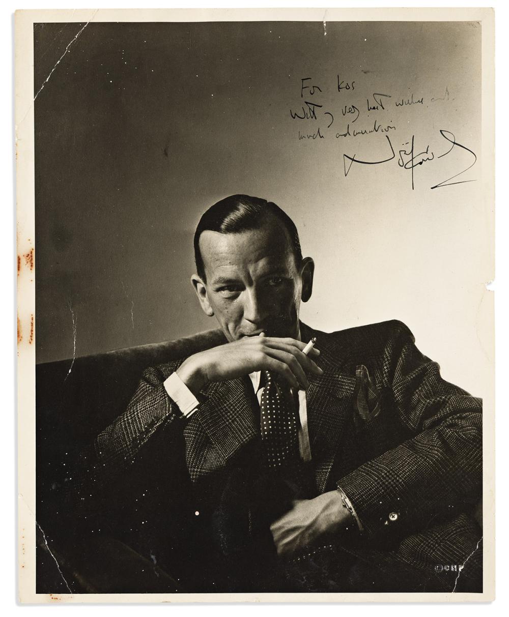 Noël Coward comparable auction result: no l coward 1899 1973 photograph signed and inscribed for kos with very best wishes and much admiration