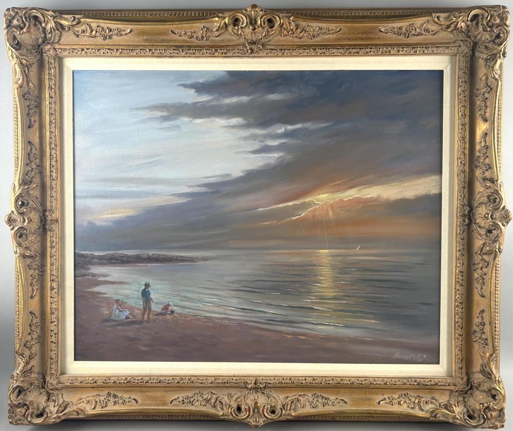 Nancy M. Cole comparable auction result: nancy m cole massachusetts 1930 2016 vacation sunset oil on canvas 24 x 30 framed 33 x 39