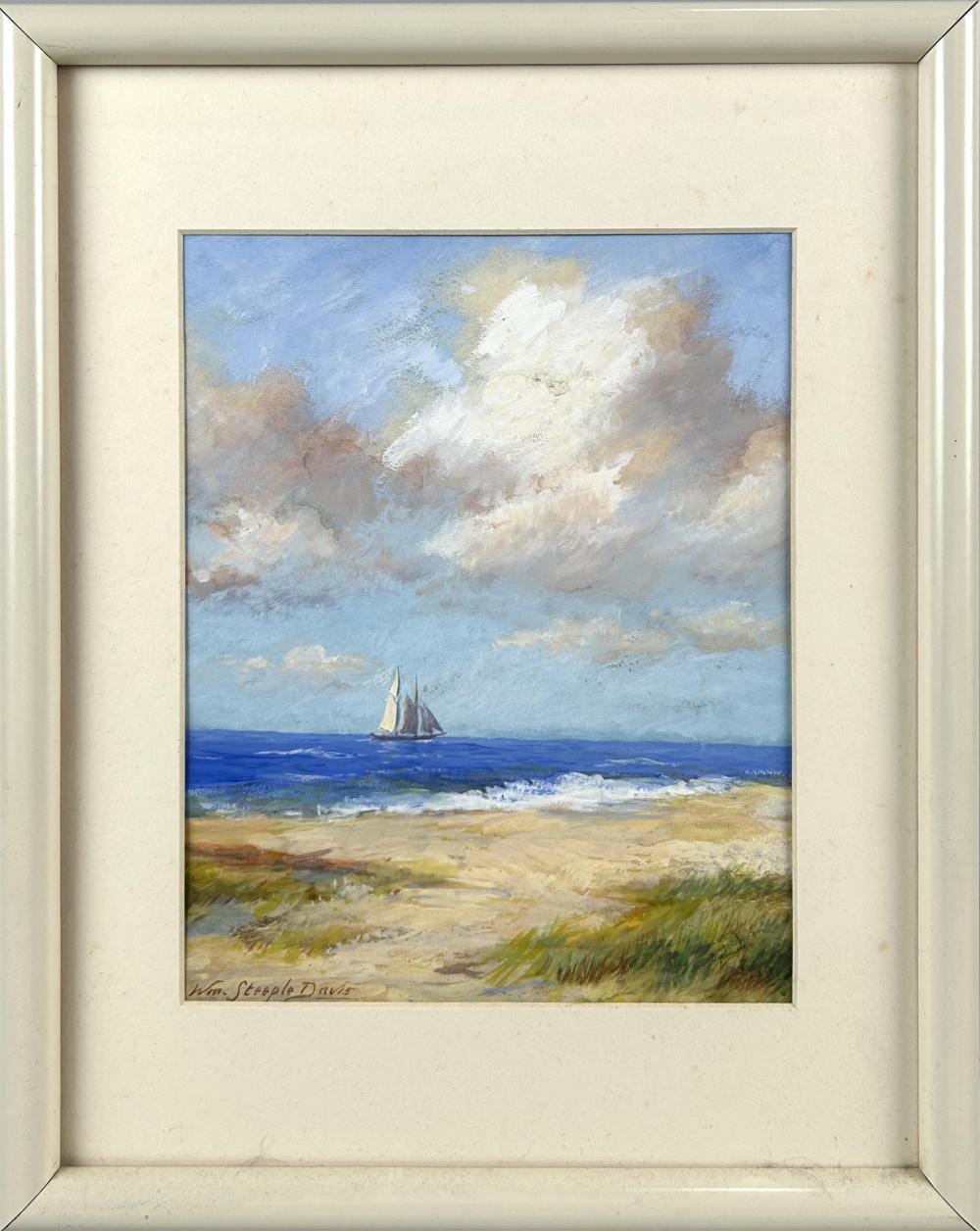 William Steeple Davis comparable auction result: william steeple davis seascape likely orient bay long island oil on board 9 5 x 7 5 sight framed 15 x 12