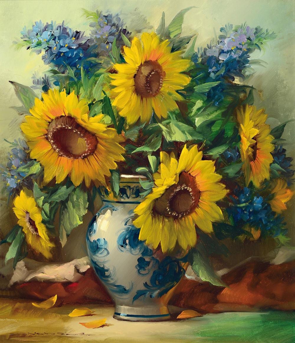 Hans Nowak comparable auction result: hans nowak b 1921 in herne still life with sunflowers