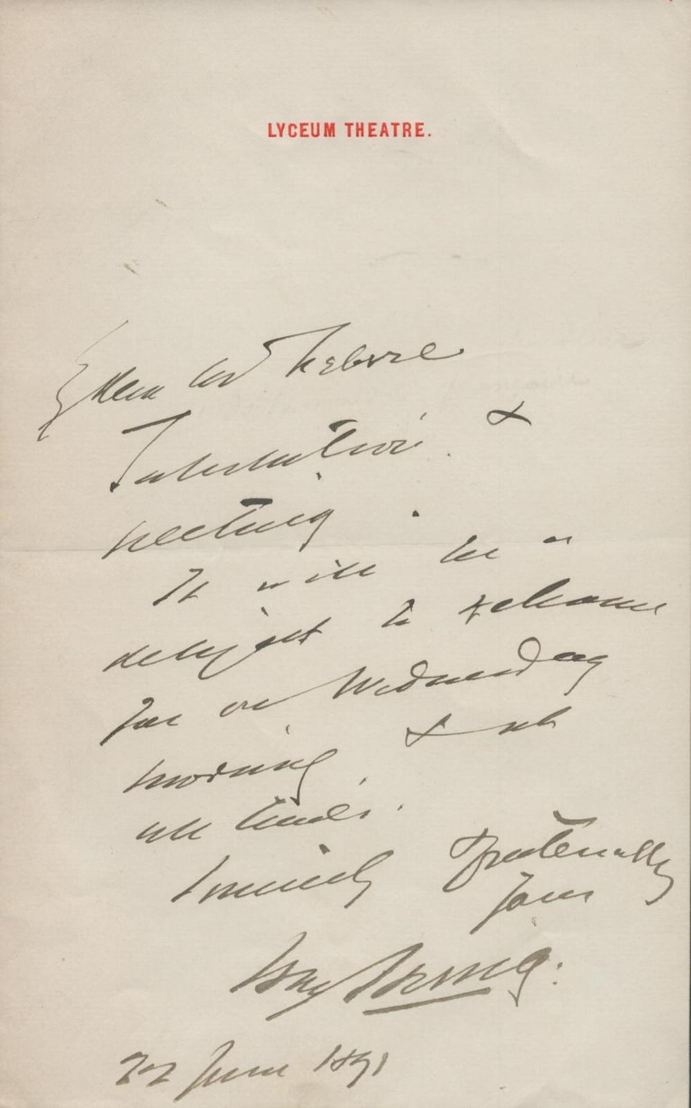 henry irving signed hand written letter good condition all autographs come with a certificate of · Chaucer Auctions · 2024-08-14 Henry Irving comparable auction result: henry irving signed hand written letter good condition all autographs come with a certificate of
