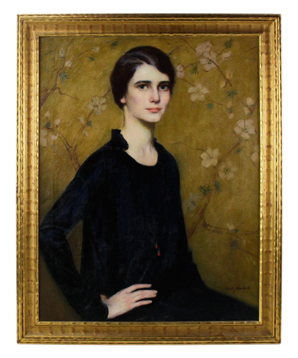 Carl Johan Nordell comparable auction result: carl j nordell portrait of woman in black dress