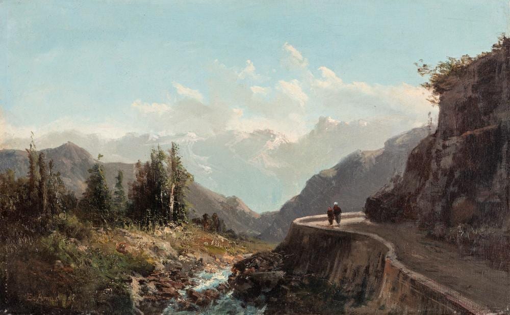 Eugenio Amus comparable auction result: eugenio amus brescia 1834 bordeaux 1899 the mountain road