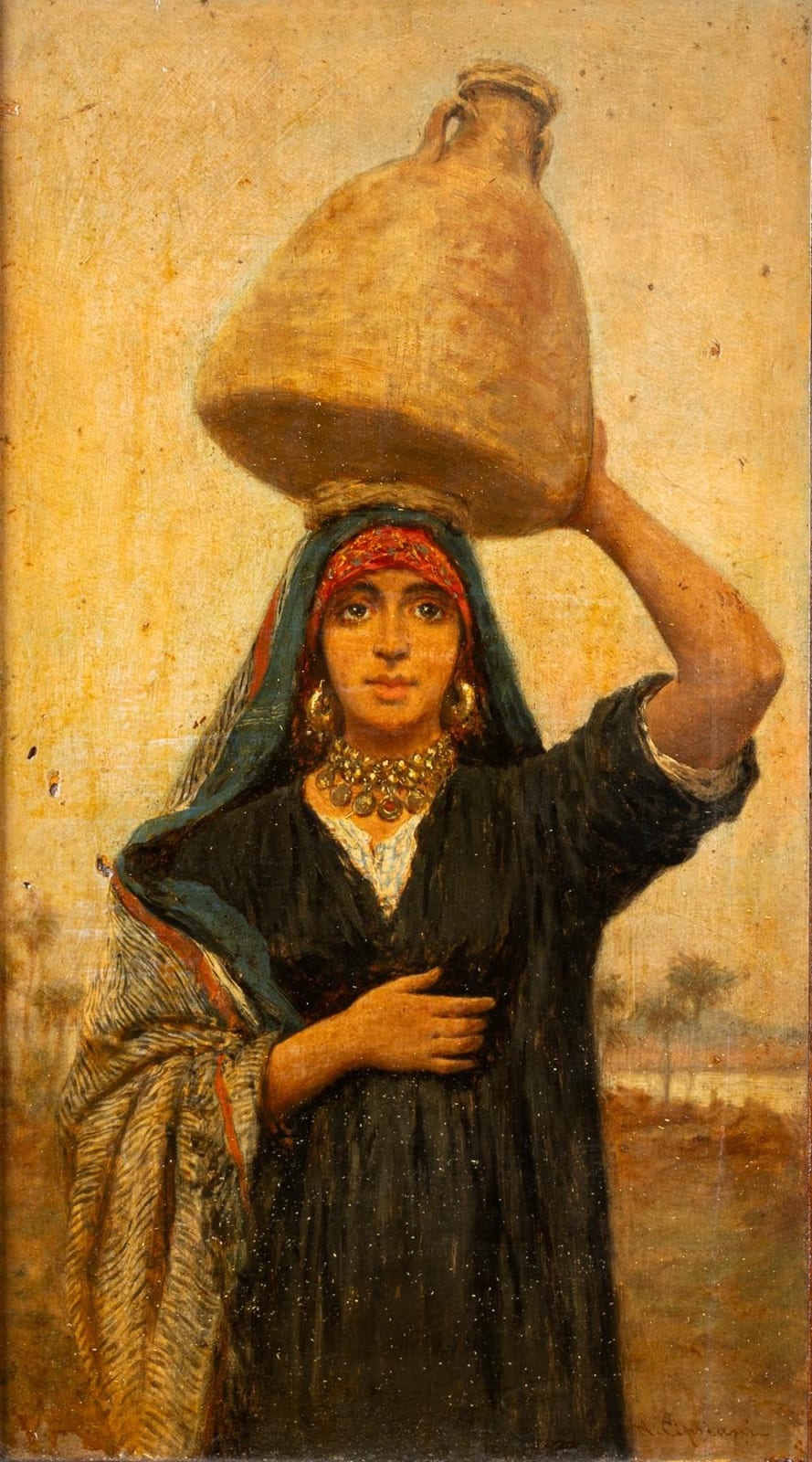 Nazzareno Cipriani comparable auction result: nazzareno cipriani roma 1843 1925 arab girl with basin
