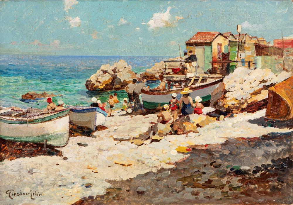 Felice (1880) Giordano comparable auction result: felice giordano napoli 1880 capri 1964 day at the beach