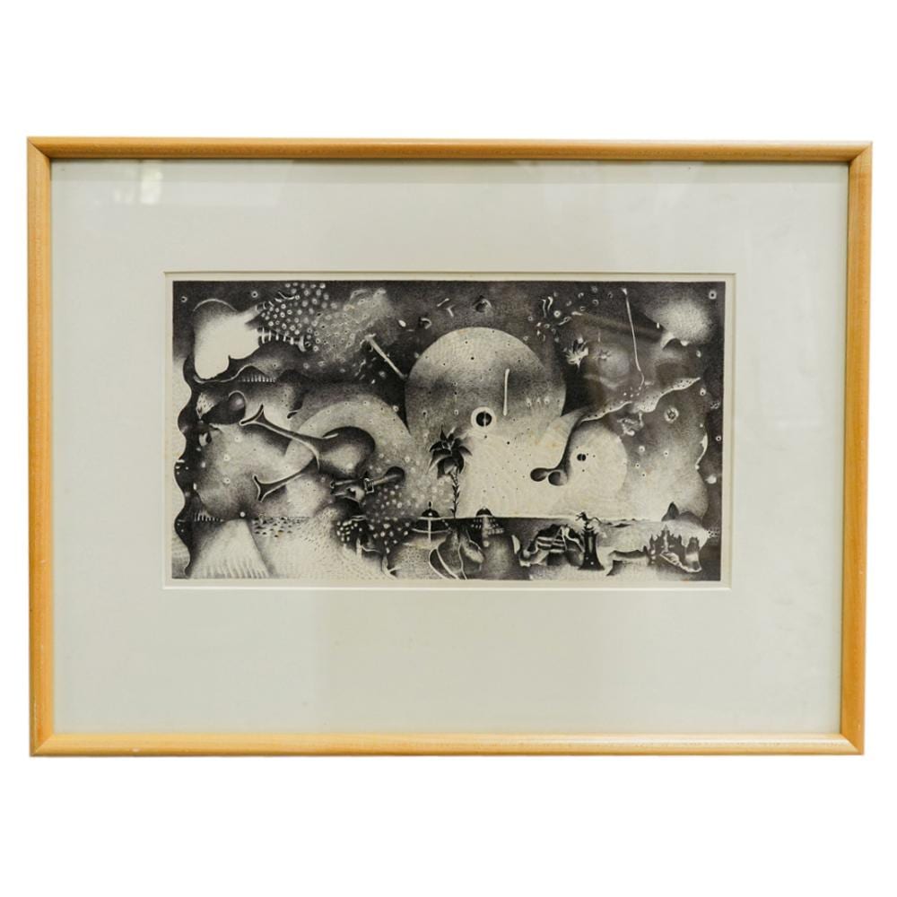 Paulo Garcez comparable auction result: paulo gomes garcez brazilian 1945 1989 surrealist ink on paper