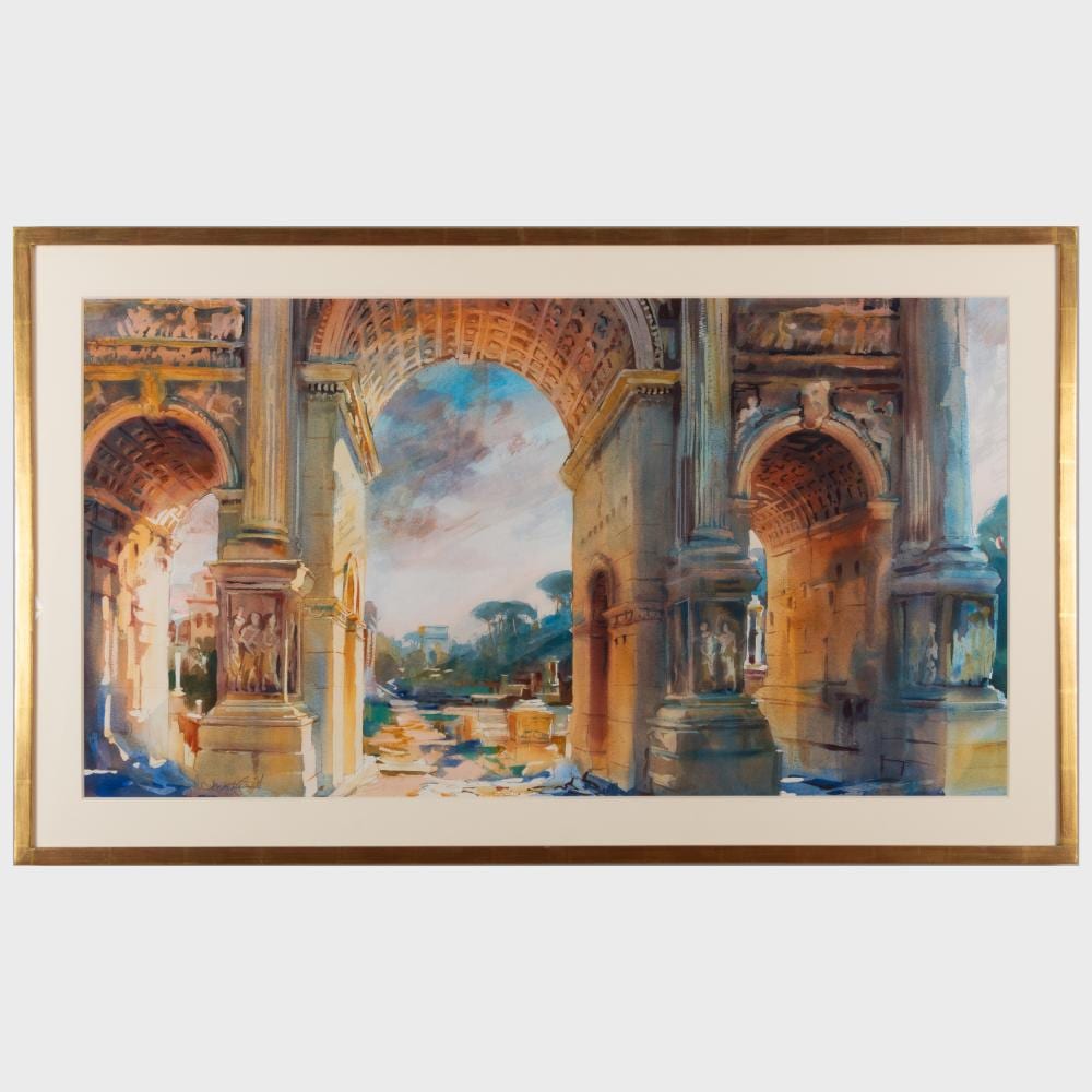 Alexander Creswell comparable auction result: alexander creswell b 1957 the arch of septimius sererus maquette 2 and entrance hall of u s custom house