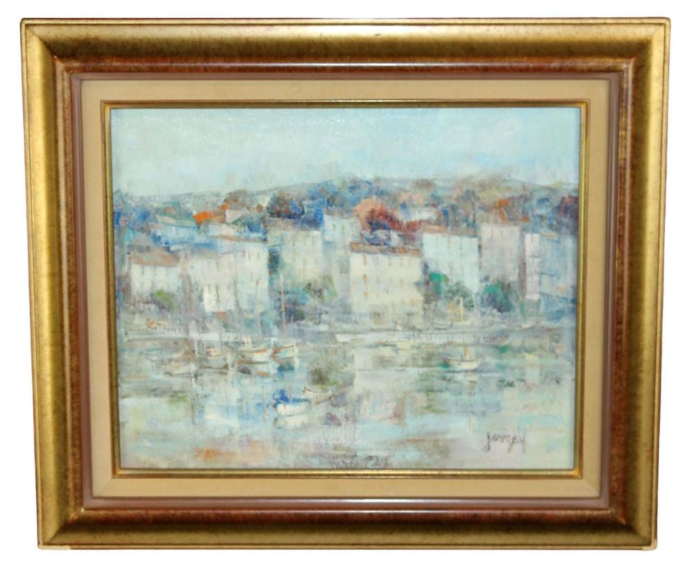 daniel jaugey french 1929 oil on canvas painting of harbor scene · King Galleries · 2024-08-17 Daniel Jaugey comparable auction result: daniel jaugey french 1929 oil on canvas painting of harbor scene