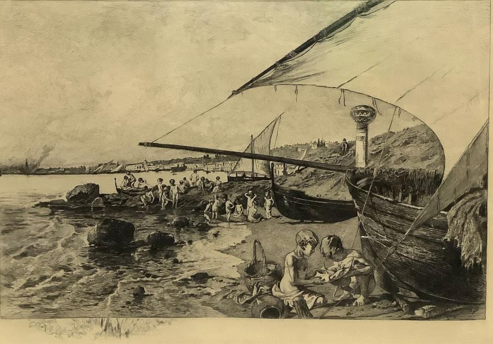 gustave greux pr s de naples etching on paper · EJ'S Auction & Appraisal · 2024-08-10 Gustave Greux comparable auction result: gustave greux pr s de naples etching on paper