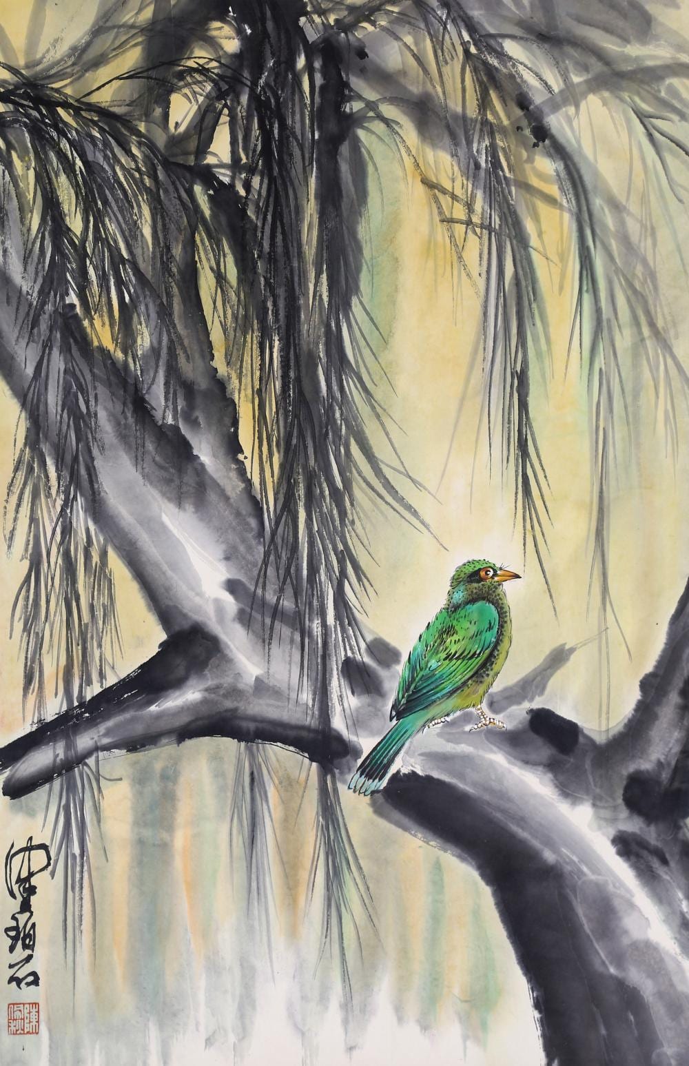 Peiqiu Chen comparable auction result: chen peiqiu attributed to willow shadow and the bird